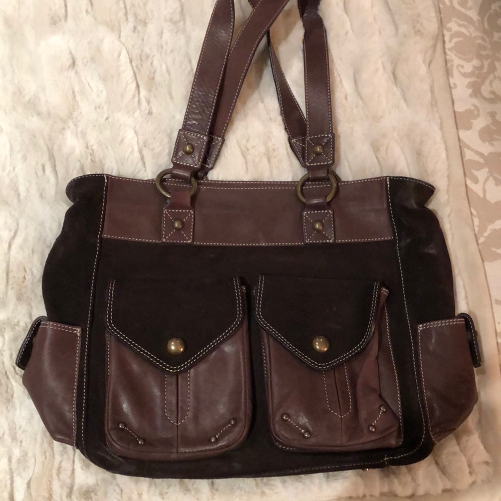 Nuovedive chocolate leather/suede handbag